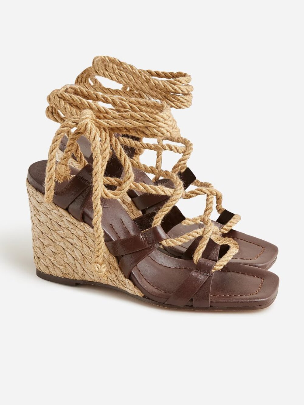 J.Crew Rope Lace-Up High-Heel Sandals In Leather Size 8.5M